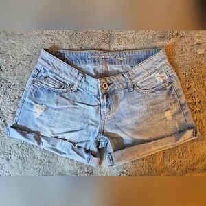 American Eagle Outfitters Blue Jean Shorts Distressed Rolled Hem